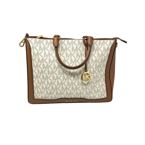 Michael Kors Jessie Large TZ Tote Zipper Closure Vanilla Light Brown NWT - Picture 1 of 9